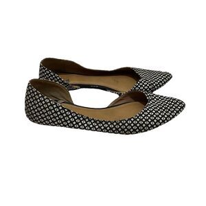 GAP D'Orsay Black White Geometric Pointed Toe Slip on Flats Womens Size 9
